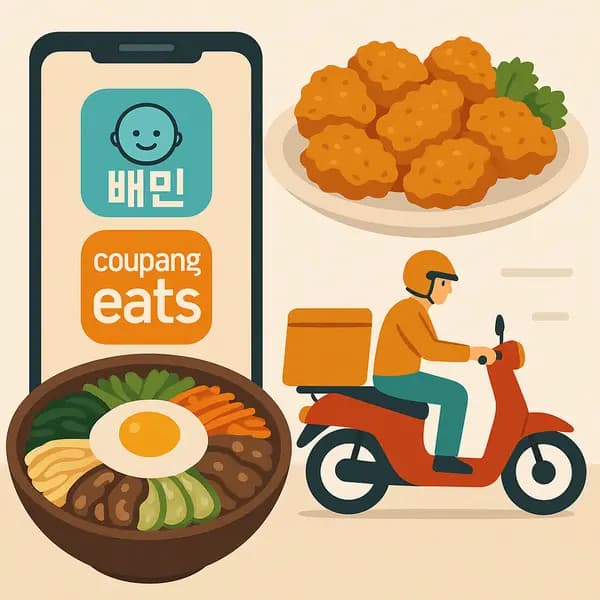Korean food delivery illustration